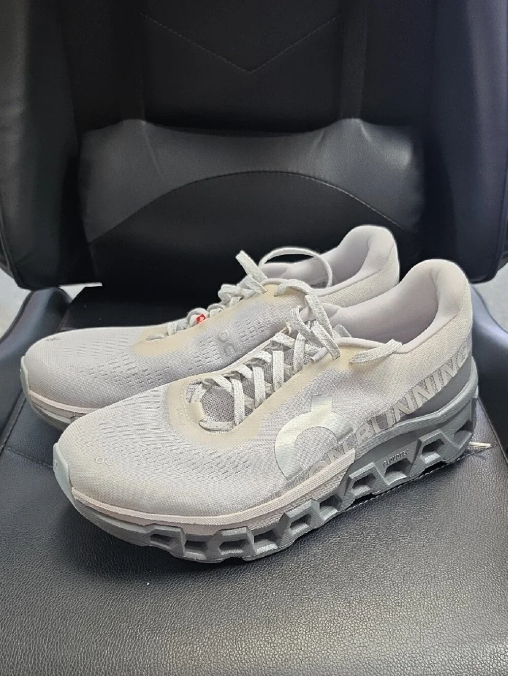 On Running Men's Athletic Shoes in White and Light Gray (CLOUD MONSTER)